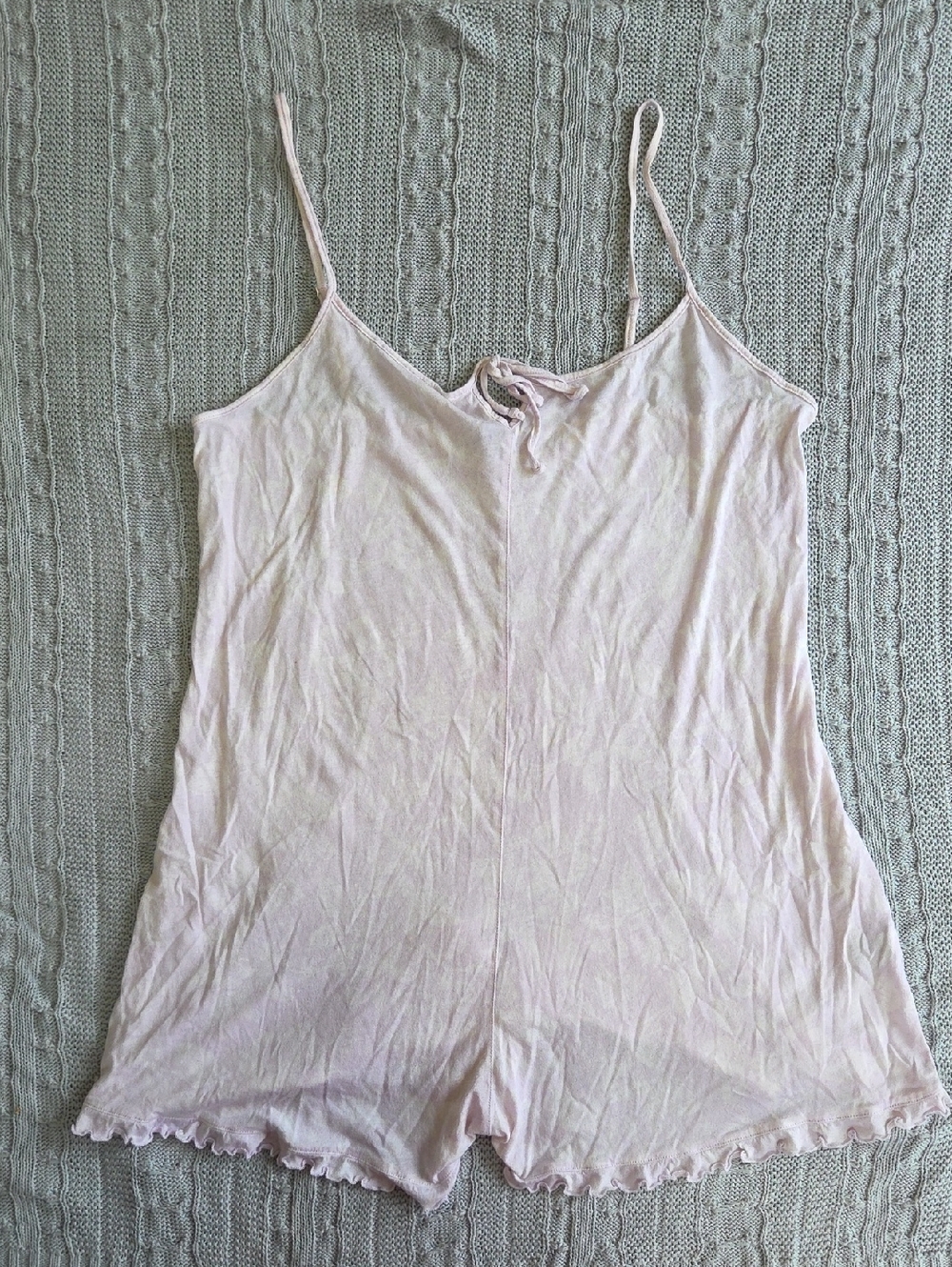 Aerie Sleep Romper Floral Ruffle Hem Lilac Large Soft Cozy Summer Lounge Wear